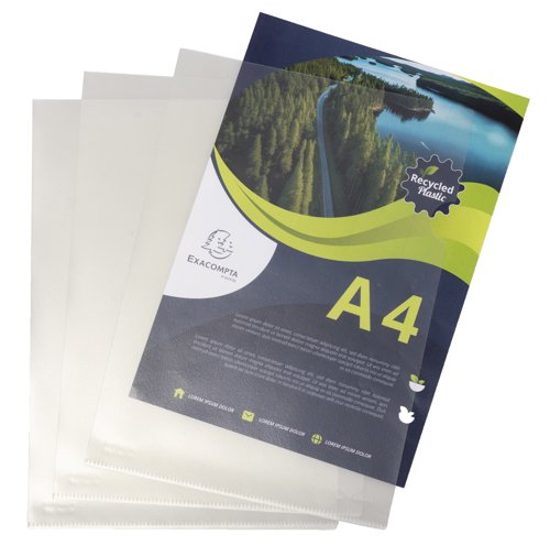 GH58320 | These Forever cut flush folders offer an innovative, ecologically aware alternative for filing needs. Made from recycled polypropylene, they are certified by the Blue Angel environmental label. Featuring a 120 micron thickness, grainy texture and good quality transparency, they are supplied in a printed box of 100.