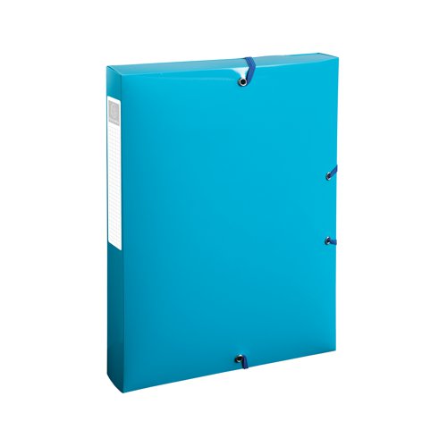 Bee Blue is an eco-friendly selection of Exacompta filing and desktop accessories. The range is created using Blue Angel certified recycled Polypropylene which gives a second life to old materials and incorporates a choice of 4 vivid colours of saffron, navy blue, light blue and turquoise. With excellent document retention thanks to the 3 interior flaps and the 2 blue elastic bands, it is convenient for transporting and storing documents. The Bee Blue filing box is designed in a 250 x 330mm format to accommodate A4 documents along with elastic folders, files and sub-files. Featuring a spine label to identify contents, this 40mm box file with elasticated closures is supplied in a pack of 8.