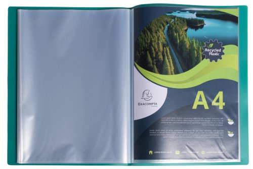 GH78520 | Incorporating the distinctive grainy textured feel of the Opak range, this selection of Blue Angel accredited Exacompta display books offer a sustainable choice. Made from recycled post-consumer Polypropylene, the durable 0.4mm cover is both acid-free and titanium dioxide-free and does not include any ink transfer. Supplied in five assorted colours, the internal pockets benefit from good transparency and allow for easy insertion of documents.