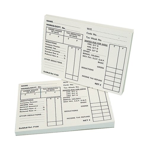 Exacompta Guildhall Pay Slip Pad 100 Sheets (Pack of 5) 1609