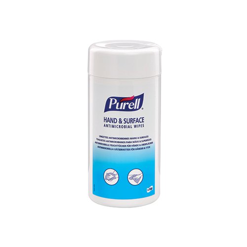 Purell Hand/Surface Antimicrobial Wipes Tub (Pack of 100) 92100-12-EEU