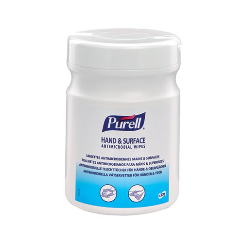 Keep hands and surfaces germ-free with Purell antimicrobial hand and surface wipes. These antimicrobial wipes are highly effective against 99.99% of most common germs. Effective on hands and non-porous surfaces. Tested in medical settings under EN16615. Effective against bacteria from 30 seconds (EN 1276 and EN 13727). Tub contains 270 wipes.