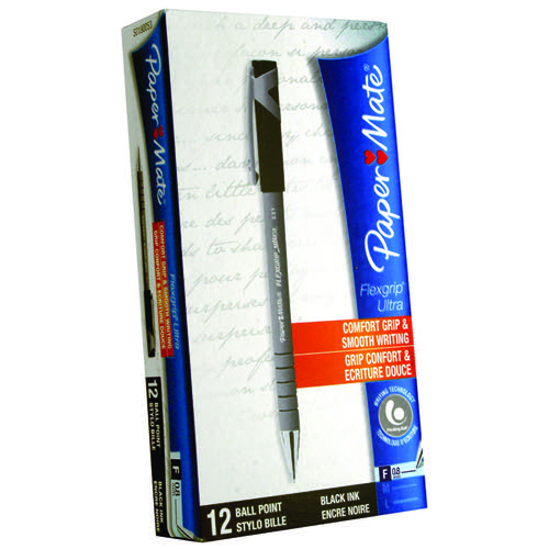 PaperMate Flexgrip Ultra Ball Pen Fine Black (Pack of 12) S0190053