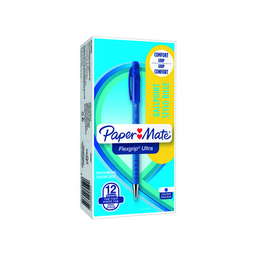 PaperMate Flexgrip Ultra Ballpoint Pen Fine Blue (Pack of 12) S0190093