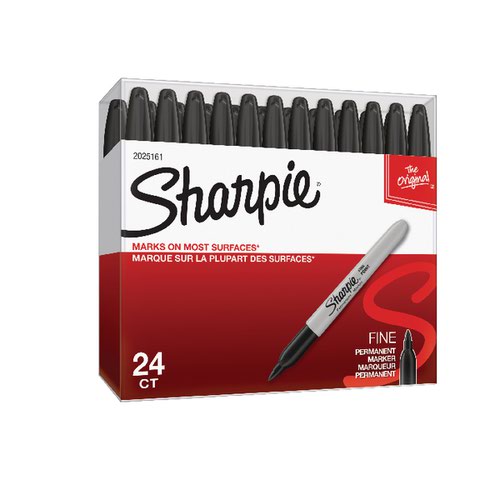 Sharpie Permanent Marker Fine Black (Pack of 24) 2025161