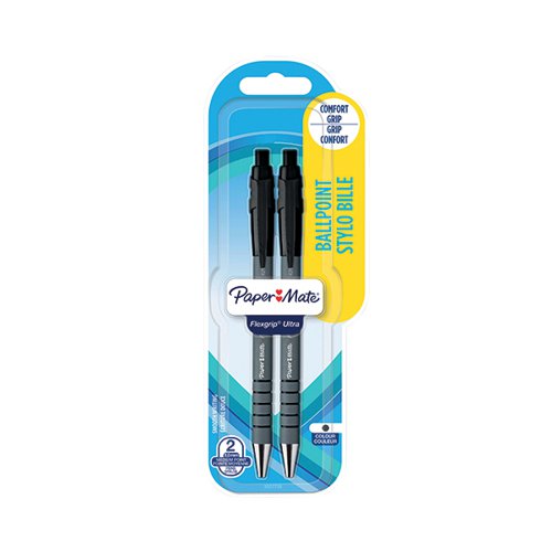 Papermate Flexgrip Ultra Retractable Ballpoint Pen Medium Blister 12x2 Black (Pack of 12) S0181222