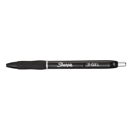 Containing black gel ink that is resistant to bleeding or smearing, the Sharpie S Gel pen features a medium 0.7mm tip which writes a 0.35mm line width. The retractable design and ergonomic barrel with a contour grip in soft rubber, makes them perfect for general use in school, at work or at home. Supplied in a blister pack of three black pens.