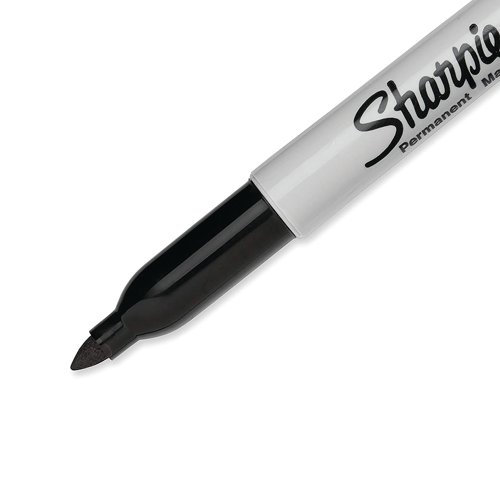 These Sharpie Markers have a durable fine tip for bold detailed lines of permanent writing on a variety of surfaces. The permanent ink is abrasion, UV ray and water-resistant for long lasting clarity. Supplied in a pack of 24 black markers.