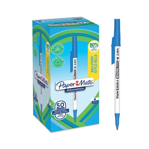 PaperMate Kilometrico Ballpoint Pen 1.0mm Blue (Pack of 50) 2187702