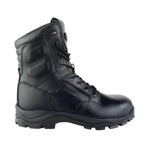 GNS00092 | The Tuffking Knox is a metal free safety boot with an innovative 8 inch zip made for emergency service personnel. Designed to be lightweight, comfortable and agile, for quick movement when on duty. The boot has a rear ankle flex combined with an EVA/Rubber outsole making these boots perfect for police and ambulance workers that require the movement when driving. The Tuff-Dry recycled waterproof membrane offers an eco-friendly and durable solution to wet conditions.