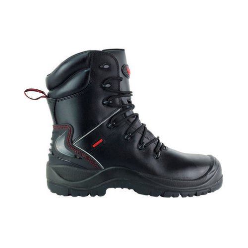 GNS00094 | The Tuffking Havoc Heavy Duty Safety Boot is made for heavy industrial settings such as oil, gas and mining industries. The high leg zip boot is made from flame retardant leather and benefits from the Xtra-Lite PU anti-fatigue system that ensures joints are protected during long hours. Featuring TPU rear kick guard, YKK spiral zip, fibreglass toe cap, Kevlar midsole, metal free lace loops and front scuff guard. Metal free components make this a lightweight boot that performs in hazardous environments.