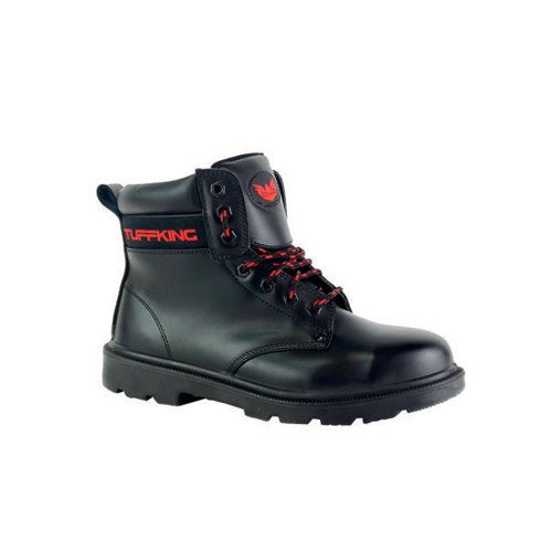 GNS00097 | The Tuffking Regal Standard Uniform Boot is made with a triple stitched upper to compliment any uniform wear. Equipped with water resistant smooth black leather and comfortable deep padding around the ankle keeping your feet comfortable and protected. The boot features a stainless steel toe cap, midsole and corrosion resistance. This S3 boot uses anti-slip technology in the sole and is heat resistant to 130 Degrees C. The Cambrelle lining offers breathability and comfort in rugged conditions and absorbs sweat and moisture to dry fast. Manufactured in accordance with ISO 9001 Quality Management and ISO 14001 Environmental Management systems.