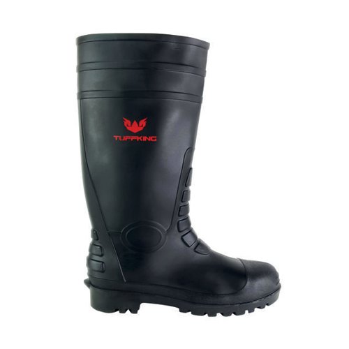 GNS42130 | The Tuffking Blazer is an all purpose knee high safety wellington boot. Offering full PVC upper which is soft and flexible even at low temperatures. The anatomic design for higher leg and foot comfort helps keep feet dry in extreme wet environments. The outsole offers resistance to acids, fertilizers, chemicals and offers a deep cleated design specifically for slip resistance. The polyester lined inner is easy to clean and can be washed for repeated use, it is also anti-bacterial.