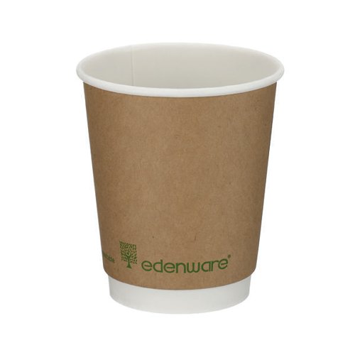 Double Wall Coffee Cup PLA Lined 8oz Kraft (Pack of 500) B04012