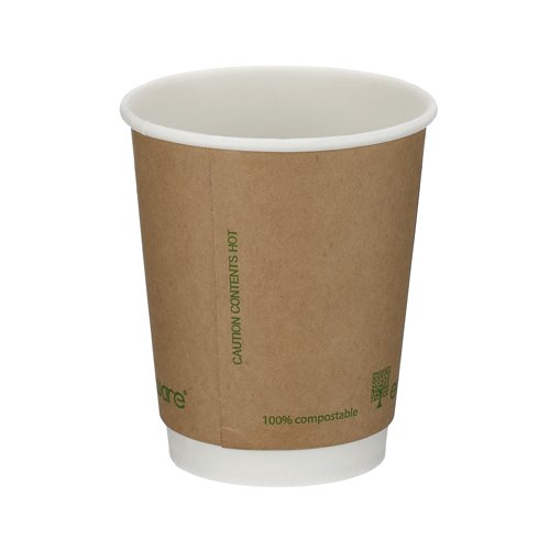 Double Wall Coffee Cup PLA Lined 8oz Kraft (Pack of 500) B04012