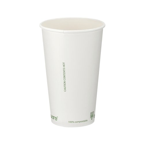 Single Wall Coffee Cup PLA Lined 16oz White (Pack of 1000) B01024