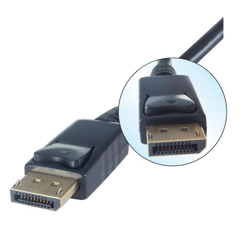 GR02261 | This AV cable lets you connect a DisplayPort-compatible device to a HD or 4K TV, with support for Ultra HD resolutions at 60 Hz. The gold-plated connectors ensure a consistent connection and are latched to prevent accidental disconnection.