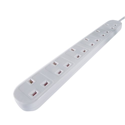 Connekt Gear 3m 6-Way Power Extension Lead White 27-6030 GR02432 Buy online at Office 5Star or contact us Tel 01594 810081 for assistance