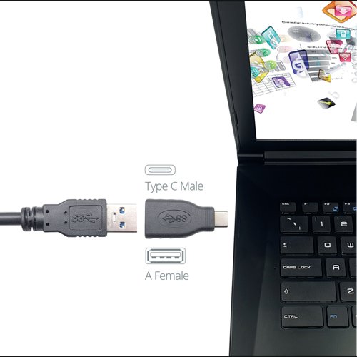 GR02725 Connekt Gear USB 3 Adapter Type C Male to A Female + OTG Black 26-0430