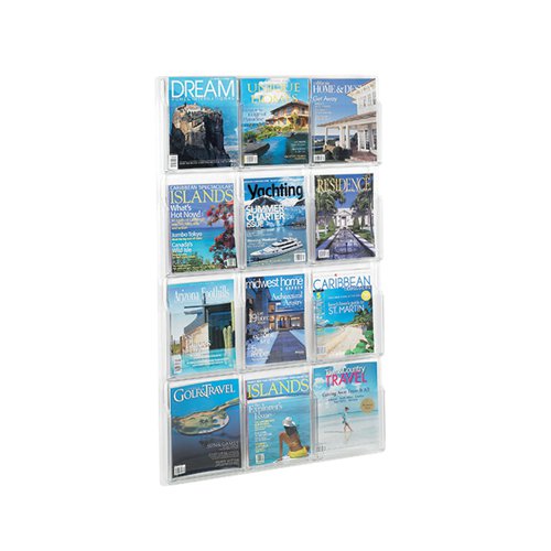 Safco 12 Pocket Deluxe Magazine Presenter (Dimensions: 762 x 51 x 1245mm) 5602CL