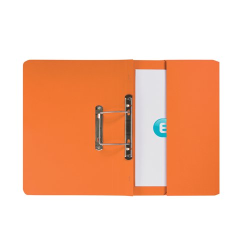 This quality Elba spring pocket file is made from durable 100% recycled manilla. The all metal transfer spring mechanism has a 32mm capacity and enables easy insertion, removal and rearranging of your A4 or foolscap documents. The file also features a pocket on the inside back cover for additional loose sheets. Ideal for colour coordinated filing. This pack contains 25 orange foolscap files.