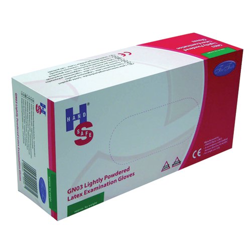 Handsafe Powdered Natural Medium Latex Gloves (Pack of 100) GN03