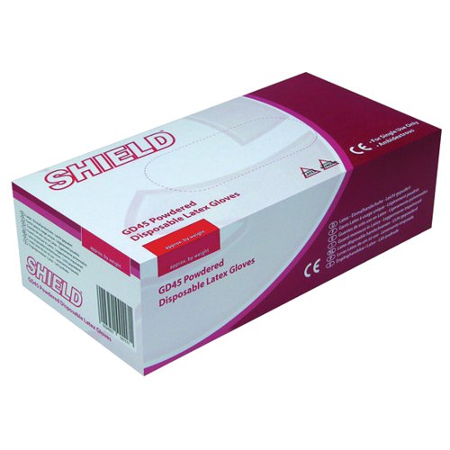 Shield Powdered Natural Large Latex Gloves (Pack of 100) GD45