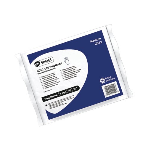 Shield Clear Polyethylene Gloves in Bags Medium (Pack of 100) GD52