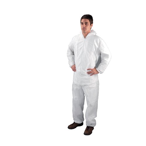 Non-Woven Coverall XLarge 46-50 Inch White DC03 HEA00366 Buy online at Office 5Star or contact us Tel 01594 810081 for assistance