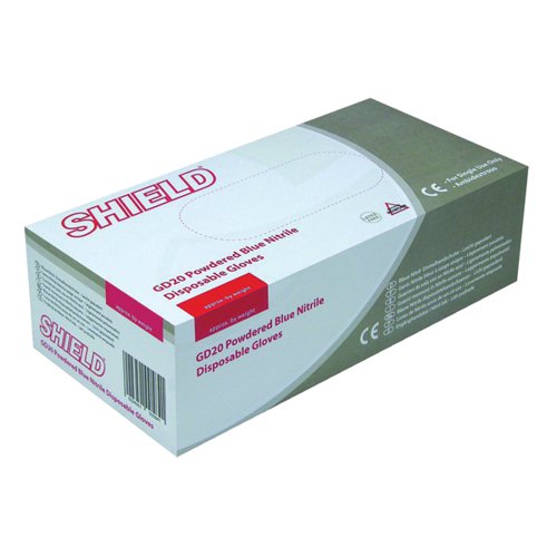 Shield Powdered Nitrile Gloves Large Blue (Pack of 100) GD20
