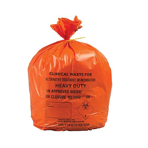 Polyco Clinical Waste Sack Rolls Alternative Treatment Heavy Duty 90L Orange (Pack of 100) AT25/M085 HEA01182 Buy online at Office 5Star or contact us Tel 01594 810081 for assistance