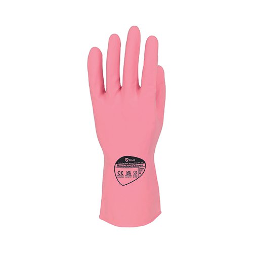Shield Rubber Household Gloves 0.33mm 30cm Pairs Medium Pink (Pack of 12) GRO3P12