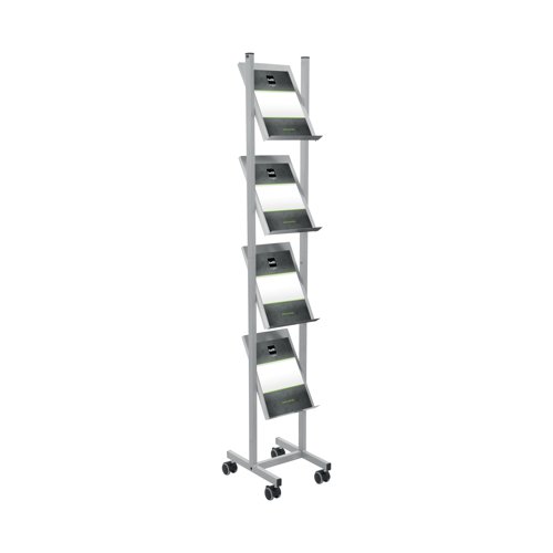 Helit Steel Rolling Mobile Floor Display x4 A4 Narrow H6813399 HEL02212 Buy online at Office 5Star or contact us Tel 01594 810081 for assistance