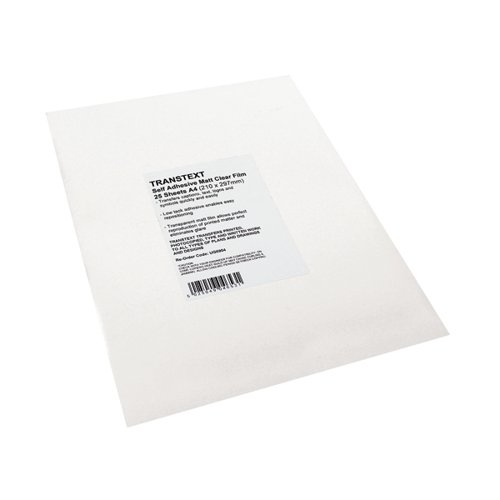 Transtext Self-Adhesive Clear A4 Film 210mmx297mm (Pack of 25) UG6904