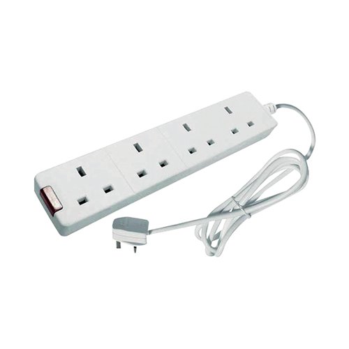 CED 4-Way 13 Amp 5m Extension Lead White with Neon Light CEDTS4513M HID43129 Buy online at Office 5Star or contact us Tel 01594 810081 for assistance
