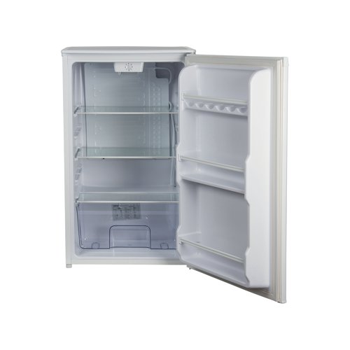 Providing plenty of room for storage, this fridge is the perfect way to keep food fresh and preserved. This fridge features two glass shelves, door storage and a salad drawer with cover to keep vegetables crisp. The door is reversible, meaning it can be opened whichever way is more convenient for you and your kitchen, also has adjustable feet to find a stable level. With an interior light, it is easy to identify and select all of your food. Energy efficiency rating F.
