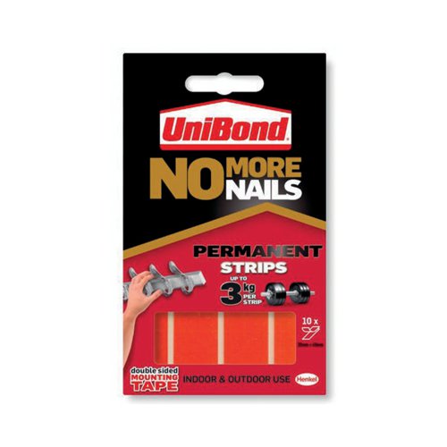 No More Nails Permanent Adhesive Strip 20x40mm Red (Pack of 10) 1507605 HK05132 Buy online at Office 5Star or contact us Tel 01594 810081 for assistance