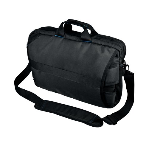 This stylish and professional laptop briefcase/backpack from Monolith contains numerous useful pockets and organisation sections suitable for documents stationery and more. With a padded pocket for protection of your laptop, iPad or tablet measuring up to 15.6 inches. Featuring a comfortable carry handle and padded straps, the hybrid briefcase/backpack is a modern design supplied in black with blue ascents and blue lining. Kinder to the environment, made from recycled plastic bottles, this hybrid case is suitable for use either as a backpack or briefcase.