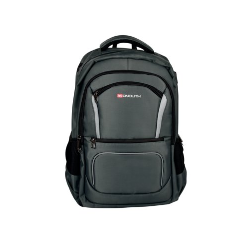 The styish and professional Monolith 15.6 Inch Business Commuter Backpack complete with USB and headphone port. The backpack has a large capacity allowing you to store your laptop, files, folders and paperwork. The bag has side pockets for carrying drinks bottles or umbrellas. Featuring a adjustable shoulder straps, top carry handle and a rear strap for use with trolley cases.
