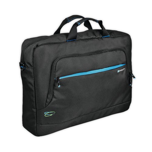 Stylish and professional laptop briefcase from Monolith featuring a large internal storage capacity with multiple pockets and sections ideal for smaller items. Featuring a padded pocket for protection of your laptop, iPad or tablet measuring up to 17.2 inches, the briefcase has comfortable padded handles, an adjustable shoulder strap and trolley strap to the rear. In a modern design of black with blue detailing and made from recycled plastic bottles, this environmentally friendly briefcase even helps to keep the oceans clear.