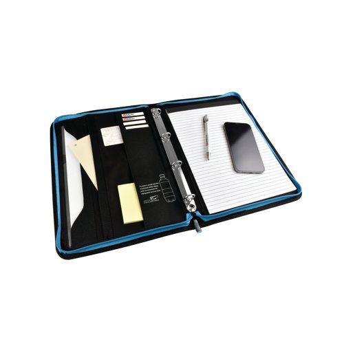 HM03698 Monolith Blueline Zipped w/Ring Binder Conference Folder A4 Black 3352