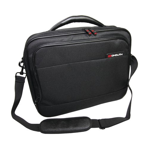 This Monolith nylon laptop case features a full organiser section with adjustable dividers, dedicated tablet pocket and reinforced comaprtment for laptops up to 15.6 inches. The black case also features lockable zips for security and measures W395 x D105 x H320mm.