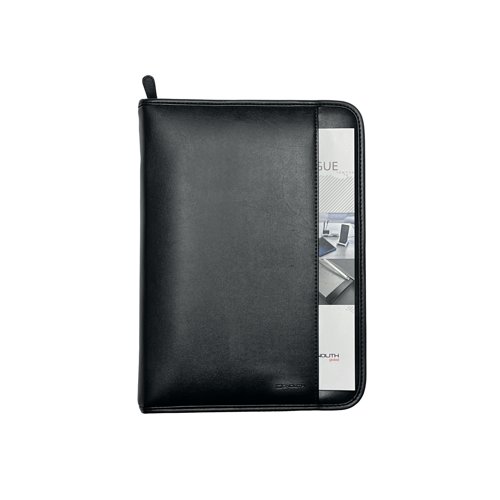Monolith Leather Look Zipped Ring Binder A4 Black 2926