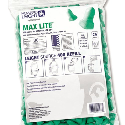 Honeywell Maxlite LS400 Earplug Refill (Pack of 200) Green