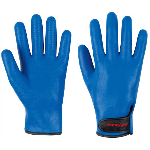 HNW52030 | Polyamide knitted Gloves for greater strength and durability. Fully dipped blue foam nitrile coating for breathability and good grip. Nitrile coating on all the hand provides outstanding abrasion resistance. Fully lined with a polar fleece for very good cold insulation. Can be laundered for extended use. Conforms to EN388 4.1.2.1. Conforms to EN511 X.1.X.