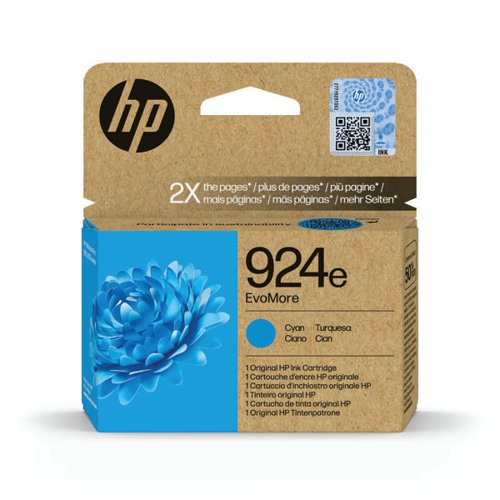 HP 924E EvoMore Ink Cartridge High Yield Cyan 4K0U7NE - HP - HP4K0U7NE - McArdle Computer and Office Supplies