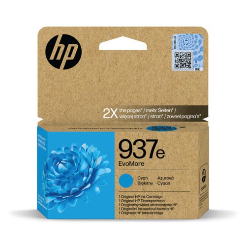 HP 937E EvoMore Ink Cartridge High Yield Cyan 4S6W6NE - HP - HP4S6W6NE - McArdle Computer and Office Supplies