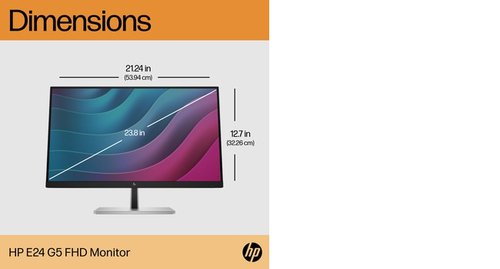 HP6N6E9E9ABU | HP E24 G5 23.8 Inch FHD Monitor is crafted to deliver crisp visuals, personalised comfort, and true flexibility, the HP E24 G5 FHD Monitor redefines comfort, so there's nothing between you and your best. Stylishly designed with the planet in mind, this display is the perfect fit for both the office and home.