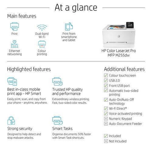 HP Color LaserJet Pro M255dw Wireless Colour Printer 7KW64A#B19