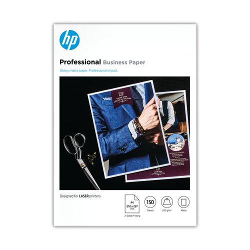 HP7MV80A | This HP Professional paper has a matte finish for a professional impact. Designed for use in laser printers, this heavyweight paper can be used to print high quality photos, marketing materials and brochures from your own office.